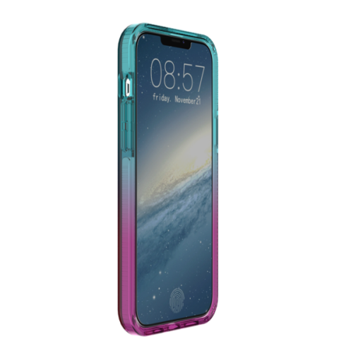 Gradientowe, zielono - różowe etui/case Prodigee Safetee Flow Space do iPhone'a 13/14 (front) | supershield.pl