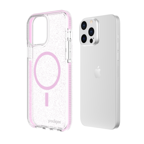 Różowo - brokatowe (transparent) etui / case Prodigee SuperStar do iPhone'a 13 Pro z MagSafe - cover | supershield.pl