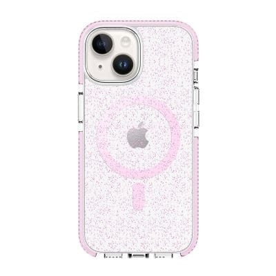Różowo - brokatowe etui ProdiGee Superstar Rose z MagSafe, iPhone 13/14 - plecki
