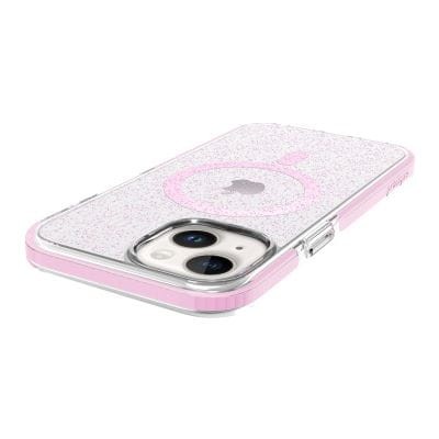 Różowo - brokatowe etui ProdiGee Superstar Rose z MagSafe, iPhone 13/14 - wyspa aparatów