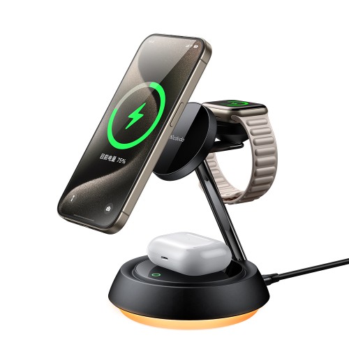 Ładowarka Indukcyjna MCDODO 3in1 15W Wireless Magnetic Charging Station z Lampką Nocną