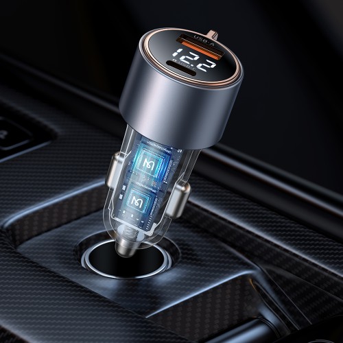 MCDODO 75W Digital Display Car Charger 1x USB-C + 1x USB-A (PD/QC) – szybka ładowarka samochodowa