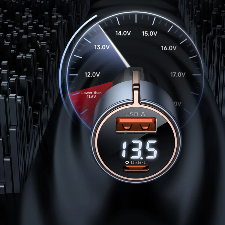 MCDODO 75W Digital Display Car Charger 1x USB-C + 1x USB-A (PD/QC) – szybka ładowarka samochodowa