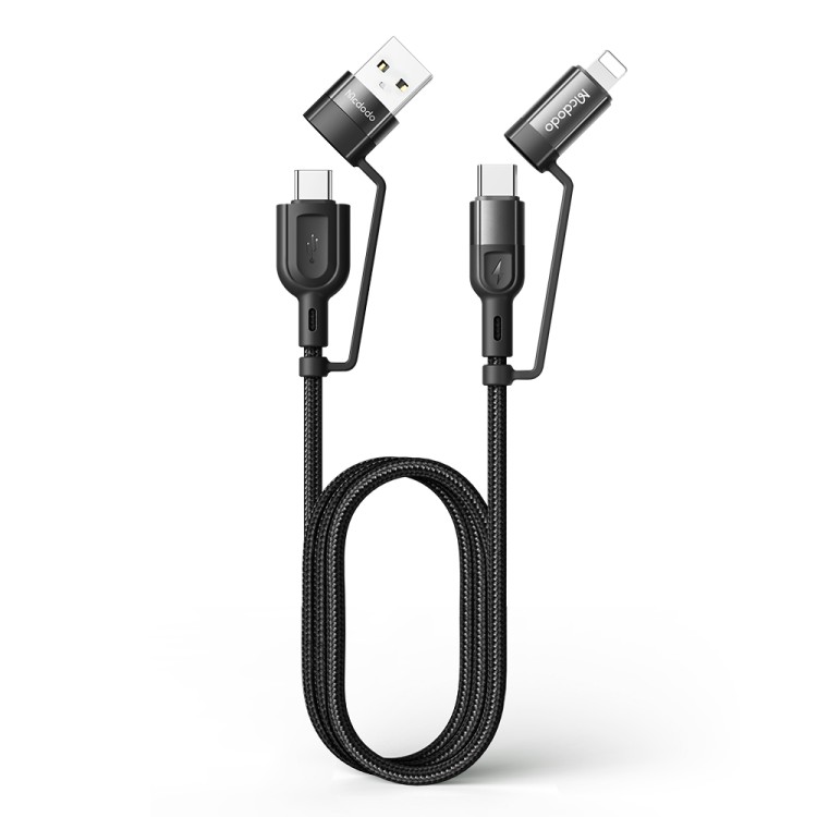 MCDODO 4w1 60W Kabel USB-A/USB-C do USB-C + Lightning 1,2 m – szybkie ładowanie i transmisja danych