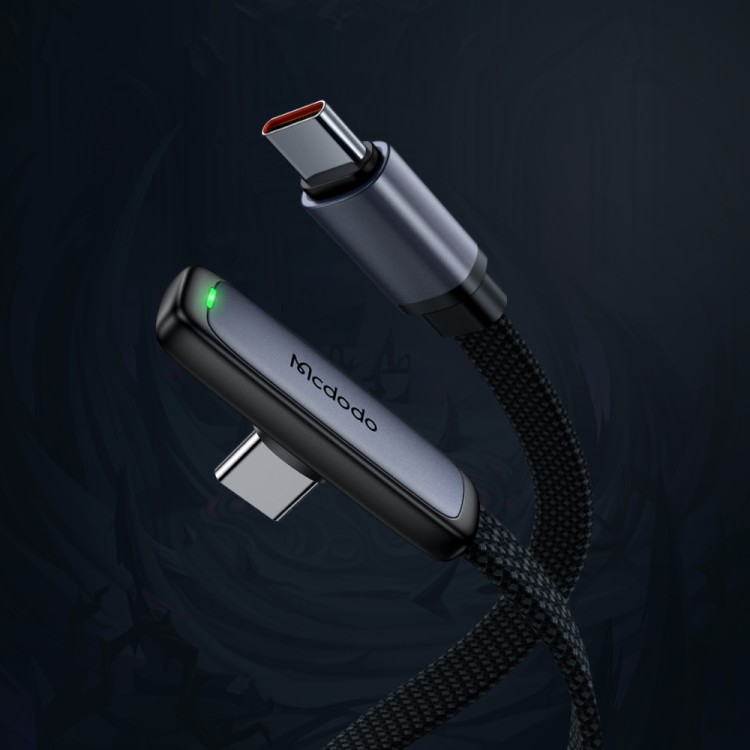 MCDODO 90° USB-C do USB-C 65W 1,2 m – kabel do szybkiego ładowania i danych, kątowy