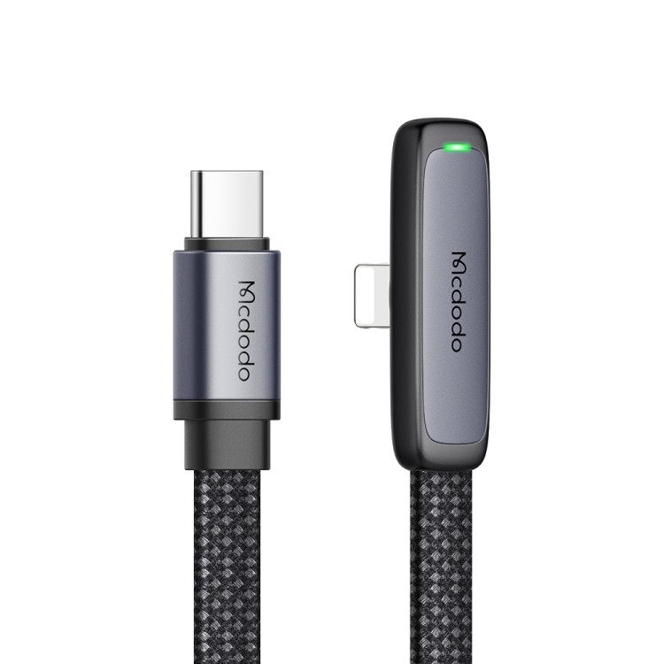 MCDODO 90° USB-C do Lightning 36W 1,2 m – kabel do szybkiego ładowania i danych, kątowy, LED