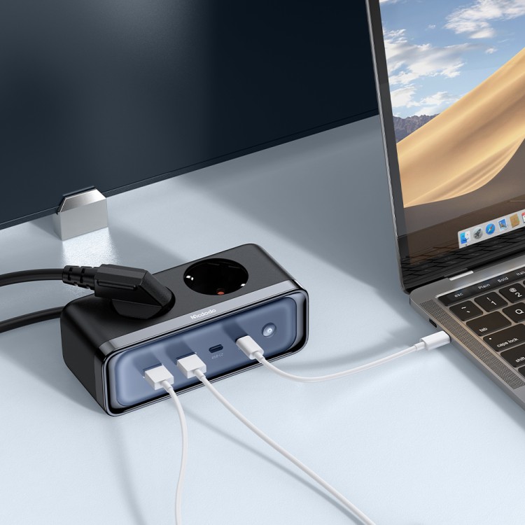 Listwa zasilająca MCDODO 6w1 70W GaN Power Strip – z szybkim ładowaniem USB i ochroną przeciwprzepięciową