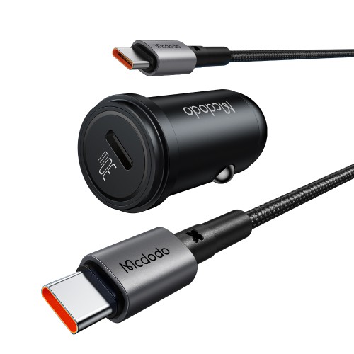 MCDODO PD 30W Fast Car Charger Kit – ładowarka samochodowa USB-C + kabel USB-C do USB-C 1,2 m