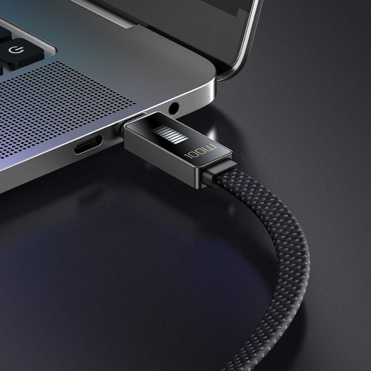 MCDODO LED Display USB-C do USB-C 100W 1,2 m – kabel PD Fast Charge z wyświetlaczem LED, oplot