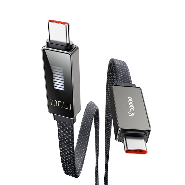 MCDODO LED Display USB-C do USB-C 100W 1,2 m – kabel PD Fast Charge z wyświetlaczem LED, oplot