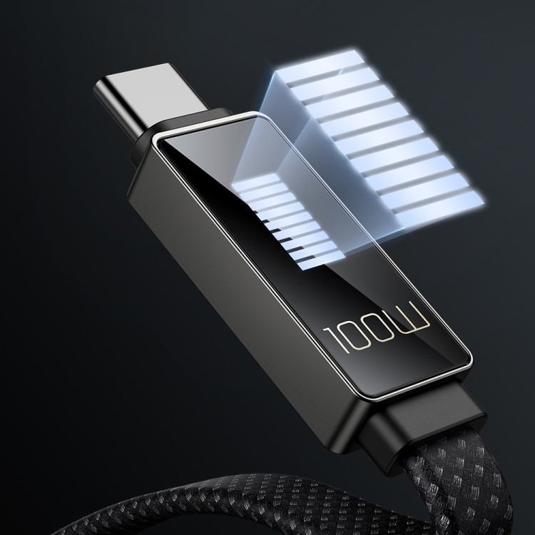 MCDODO LED Display USB-C do USB-C 100W 1,2 m – kabel PD Fast Charge z wyświetlaczem LED, oplot