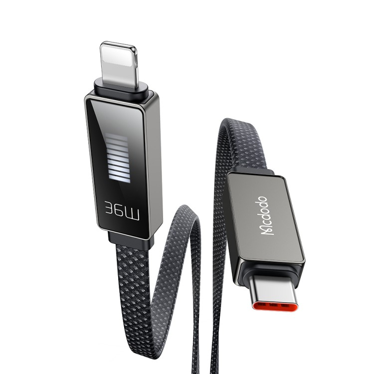 MCDODO LED Display USB-C do Lightning 36W 1,2 m – kabel PD Fast Charge z wyświetlaczem LED, oplot