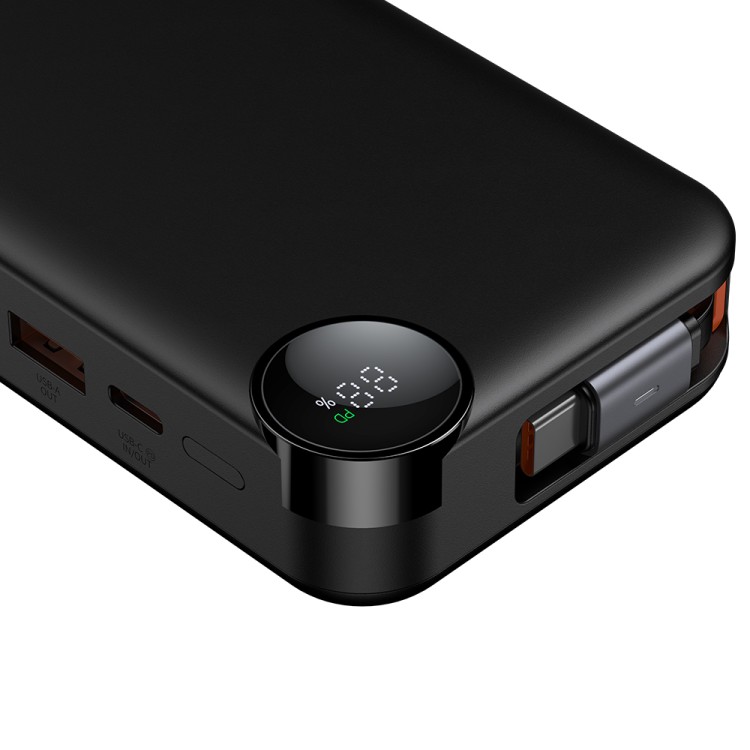 MCDODO FreeGo 10000mAh 30W Power Bank z wbudowanym chowanym kablem USB-C i wyświetlaczem LED