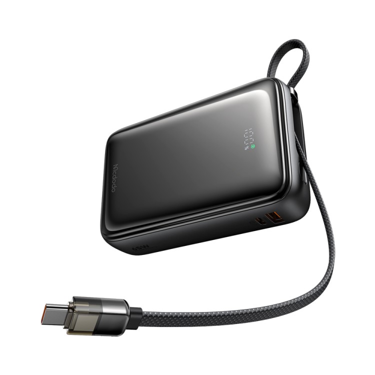 MCDODO FreeKit 20000mAh 65W Power Bank z wbudowanym kablem i wyświetlaczem LED – szybkie ładowanie USB-C