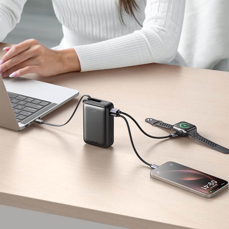 MCDODO FreeKit 20000mAh 65W Power Bank z wbudowanym kablem i wyświetlaczem LED – szybkie ładowanie USB-C