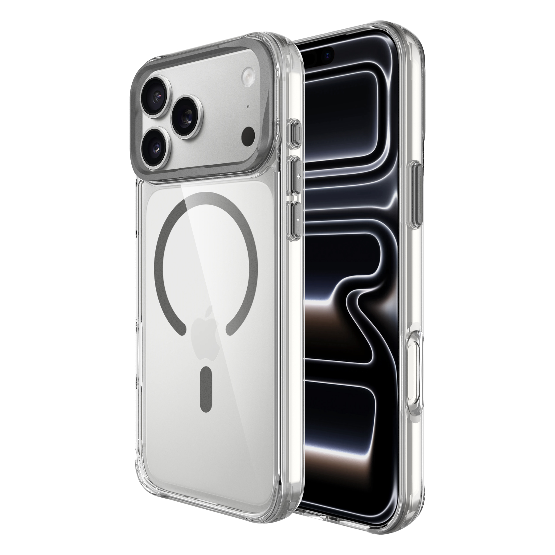 Etui Premium RESPO Emperor Mag, przezroczysty z czarnymi akcentami z MagSafe do iPhone Serii 17 | supershield.pl